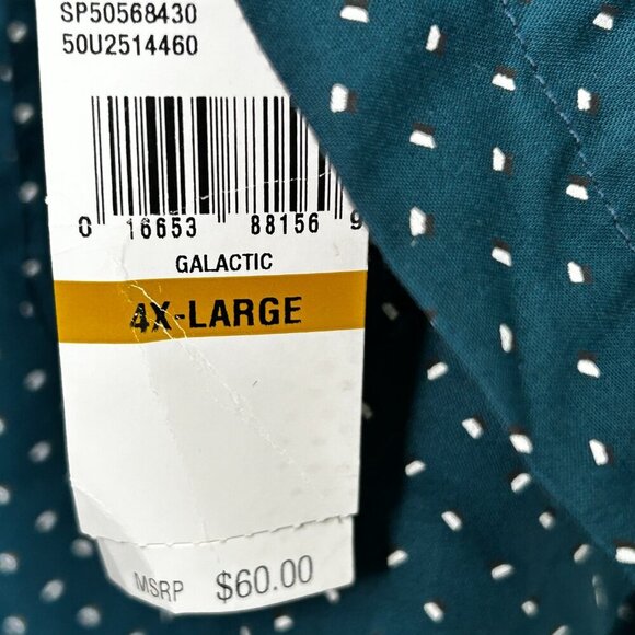 Van Heusen Wrinkle Free Galactic 4XL Green & White Button Down NWTs - Picture 5 of 5